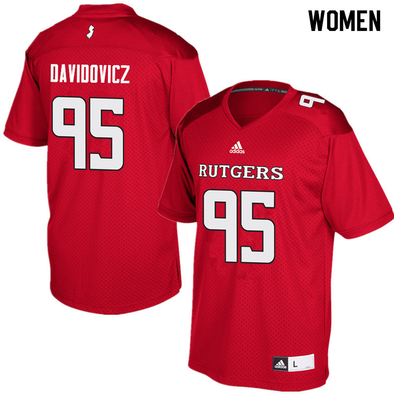 Women #95 Justin Davidovicz Rutgers Scarlet Knights College Football Jerseys Sale-Red